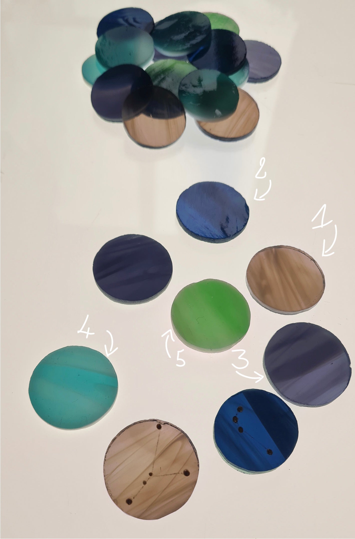 Constellations du zodiaque : bleu ciel et vert pomme opalescents